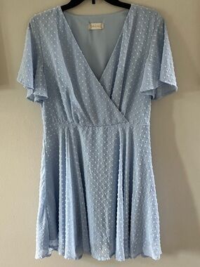 Altar'd State Light Blue Swiss Dot Mini Dress Medium